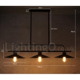 Lampă de suspendare din oțel rustic retro cu 3 lumini cu abajur din oțel
