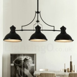 Lampă de suspendare din oțel rustic retro cu 3 lumini cu abajur din oțel