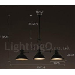Lampă de suspendare din oțel rustic retro cu 3 lumini cu abajur din oțel