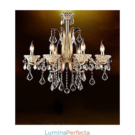 Candelabru de cristal din fier forjat din aur de calitate superioară 8 lumini Candelabru de cristal din fier forjat din aur de calitate superioară 8 lumini