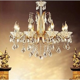 Candelabru de cristal din fier forjat din aur de calitate superioară 8 lumini