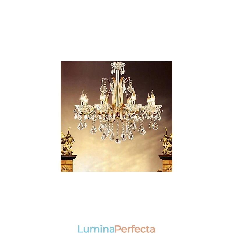 Candelabru de cristal din fier forjat din aur de calitate superioară 8 lumini