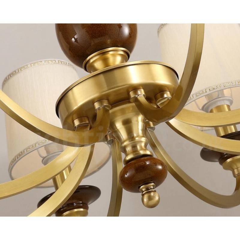 Candelabru cu pandantiv din alamă, retro, rustic, de lux, cu 8 lumini, cu abajur din sticlă