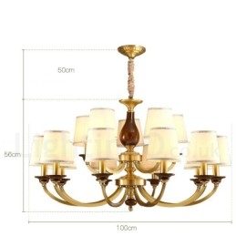 Candelabru cu suspendare din alamă, retro, rustic, de lux, cu 15 lumini, cu abajur din sticlă