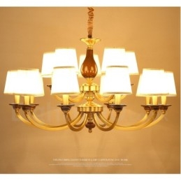 Candelabru cu suspendare din alamă, retro, rustic, de lux, cu 15 lumini, cu abajur din sticlă