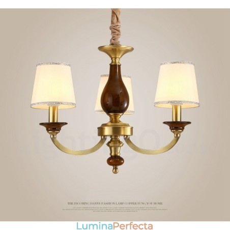 Candelabru cu suspendare din alamă, retro, rustic, de lux, cu 3 lumini, cu abajur din sticlă Candelabru cu suspendare din alamă, retro, rustic, de lux, cu 3 lumini, cu abajur din sticlă