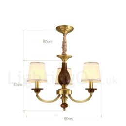 Candelabru cu suspendare din alamă, retro, rustic, de lux, cu 3 lumini, cu abajur din sticlă
