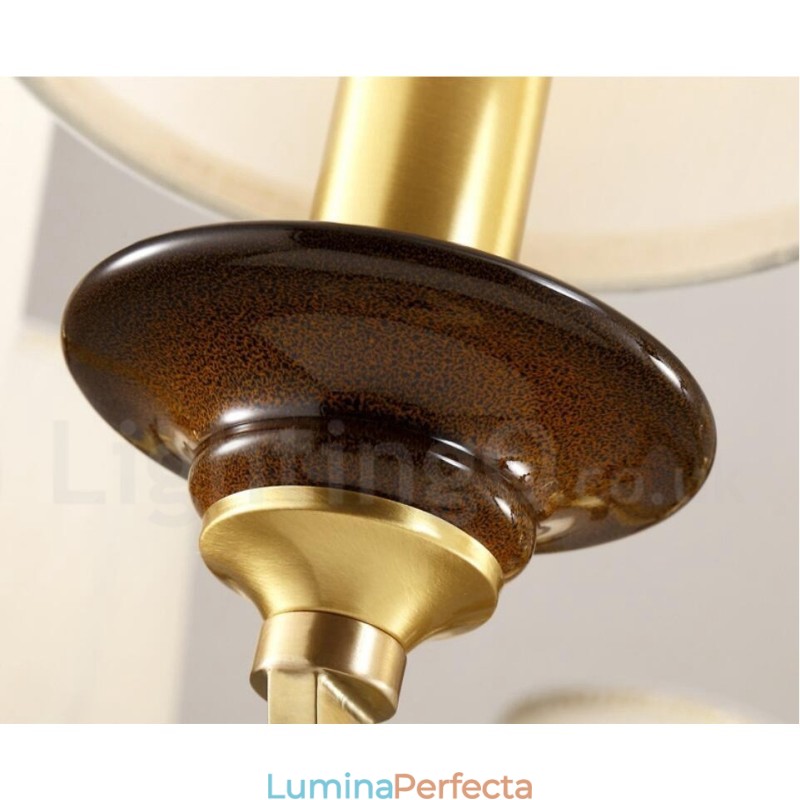 Candelabru cu suspendare din alamă, retro, rustic, de lux, cu 3 lumini, cu abajur din sticlă