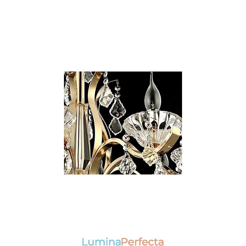 Candelabru de cristal din fier forjat din aur de calitate superioară 8 lumini