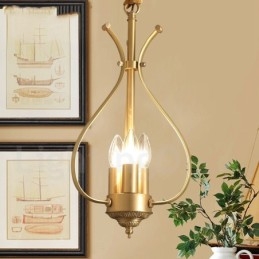 Candelabru cu pandantiv din alamă, retro, rustic, de lux, cu 4 lumini