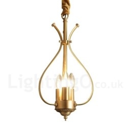 Candelabru cu pandantiv din alamă, retro, rustic, de lux, cu 4 lumini