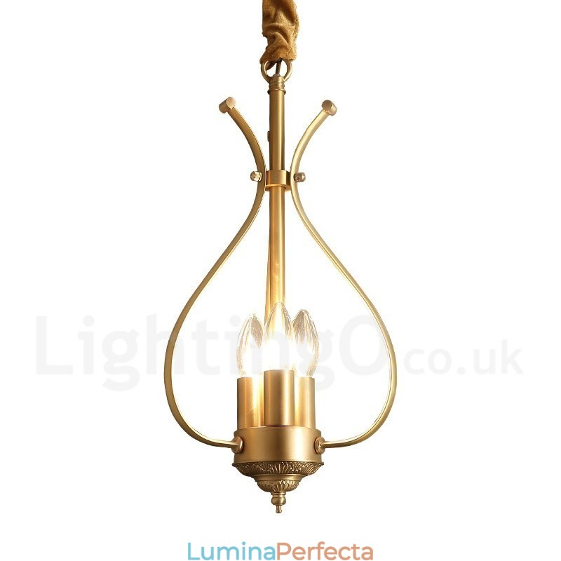 Candelabru cu pandantiv din alamă, retro, rustic, de lux, cu 4 lumini