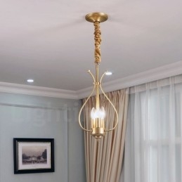 Candelabru cu pandantiv din alamă, retro, rustic, de lux, cu 4 lumini