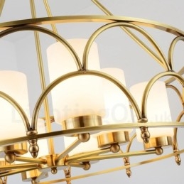 Candelabru cu pandantiv din alamă, retro, rustic, de lux, cu 8 lumini, cu abajur din sticlă
