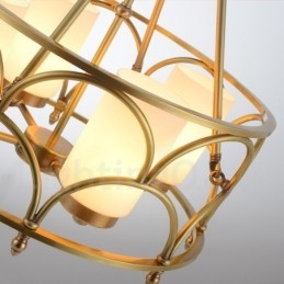 Candelabru cu pandantiv din alamă, retro, rustic, de lux, cu 4 lumini, cu abajur din sticlă