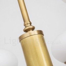 Candelabru cu pandantiv din alamă, retro, rustic, de lux, cu 9 lumini, cu abajur din sticlă
