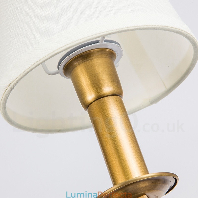 Candelabru cu pandantiv din alamă, retro, rustic, de lux, cu 6 lumini, cu abajur din material textil