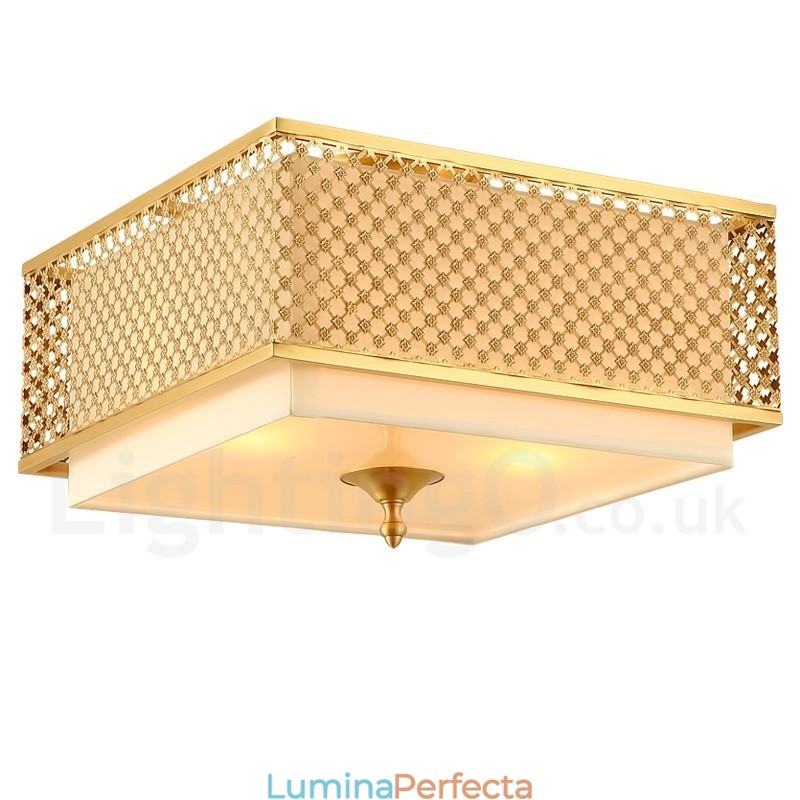 Candelabru cu pandantiv din alamă, retro, rustic, de lux, cu 4 lumini, cu abajur din material textil