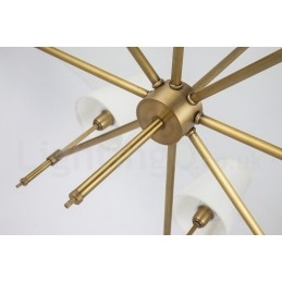 Candelabru cu pandantiv din alamă, retro, rustic, de lux, cu 6 lumini, cu abajur din material textil