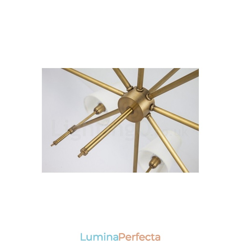 Candelabru cu pandantiv din alamă, retro, rustic, de lux, cu 6 lumini, cu abajur din material textil