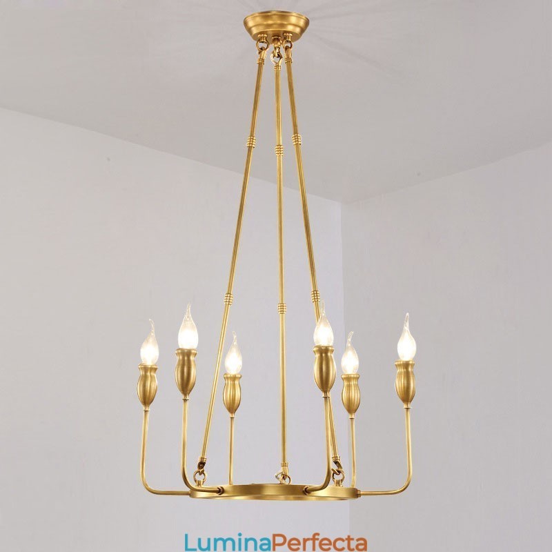Candelabru cu pandantiv din alamă, retro, rustic, lux, cu 8 lumini