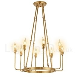 Candelabru cu pandantiv din alamă, retro, rustic, lux, cu 8 lumini