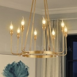 Candelabru cu pandantiv din alamă, retro, rustic, lux, cu 8 lumini