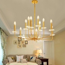Candelabru cu pandantiv din alamă, retro, rustic, de lux, cu 12 lumini