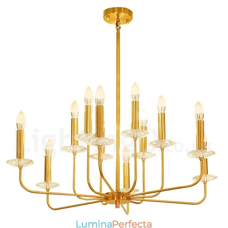 Candelabru cu pandantiv din alamă, retro, rustic, de lux, cu 12 lumini