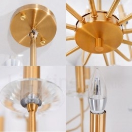 Candelabru cu pandantiv din alamă, retro, rustic, de lux, cu 12 lumini