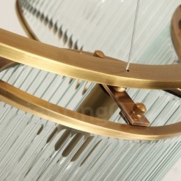 Candelabru cu pandantiv din alamă, retro, rustic, de lux, cu 8 lumini, cu abajur din sticlă