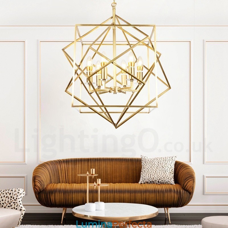 Candelabru cu pandantiv din alamă, retro, rustic, de lux, cu 6 lumini