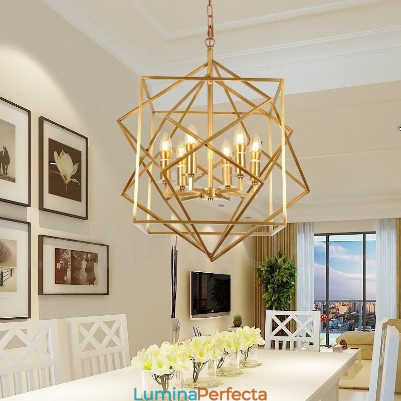 Candelabru cu pandantiv din alamă, retro, rustic, de lux, cu 6 lumini