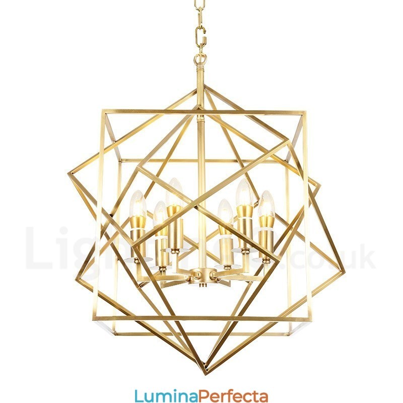 Candelabru cu pandantiv din alamă, retro, rustic, de lux, cu 6 lumini