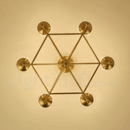 Candelabru cu pandantiv din alamă, retro, rustic, de lux, cu 6 lumini, cu abajur din sticlă