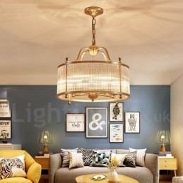Candelabru cu pandantiv din alamă, retro, rustic, de lux, cu 5 lumini, cu abajur din sticlă