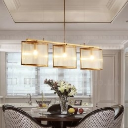 Candelabru cu suspendare din alamă, retro, rustic, de lux, cu 3 lumini, cu abajur din sticlă
