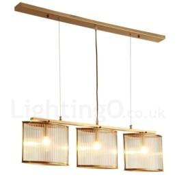 Candelabru cu suspendare din alamă, retro, rustic, de lux, cu 3 lumini, cu abajur din sticlă