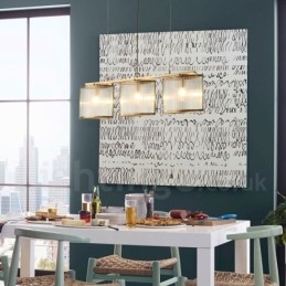 Candelabru cu suspendare din alamă, retro, rustic, de lux, cu 3 lumini, cu abajur din sticlă