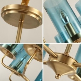 Candelabru cu pandantiv din alamă, retro, rustic, de lux, cu 16 lumini, cu abajur din sticlă