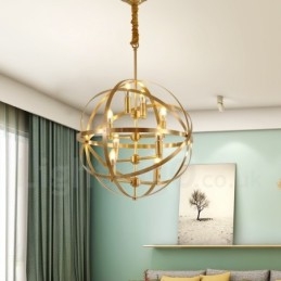 Candelabru cu pandantiv din alamă, retro, rustic, de lux, cu 8 lumini