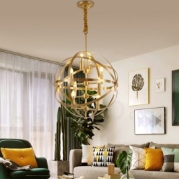 Candelabru cu pandantiv din alamă, retro, rustic, de lux, cu 8 lumini
