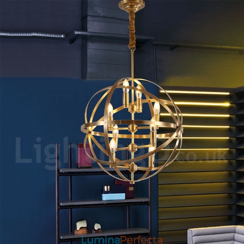 Candelabru cu pandantiv din alamă, retro, rustic, de lux, cu 8 lumini