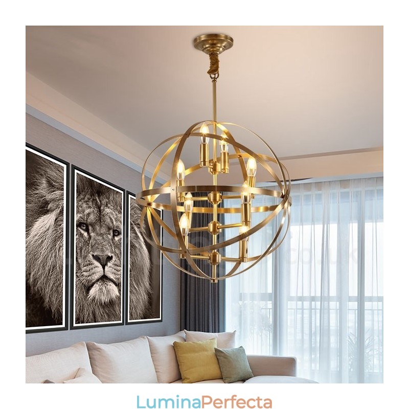 Candelabru cu pandantiv din alamă, retro, rustic, de lux, cu 8 lumini