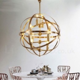 Candelabru cu pandantiv din alamă, retro, rustic, de lux, cu 8 lumini