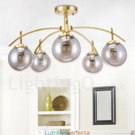 Candelabru cu pandantiv din alamă, retro, rustic, de lux, cu 8 lumini, cu abajur din sticlă Candelabru cu pandantiv din alamă, retro, rustic, de lux, cu 8 lumini, cu abajur din sticlă