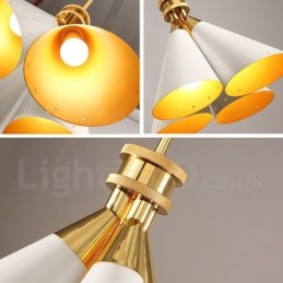 Lampă suspendată cu 4 lumini, retro, rustic, lux, din aliaj de aluminiu, cu abajur din aliaj de aluminiu