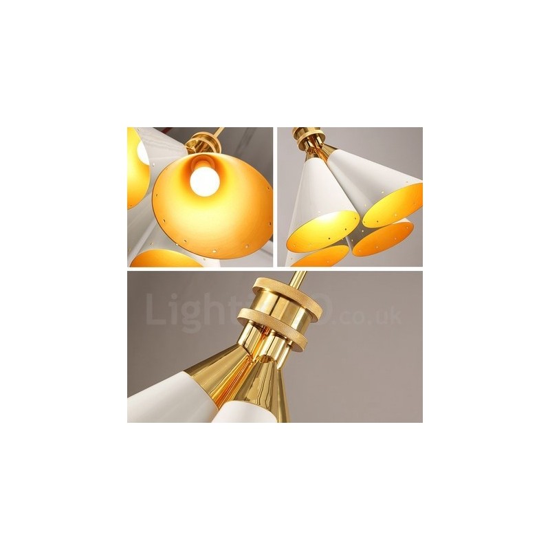 Lampă suspendată cu 4 lumini, retro, rustic, lux, din aliaj de aluminiu, cu abajur din aliaj de aluminiu