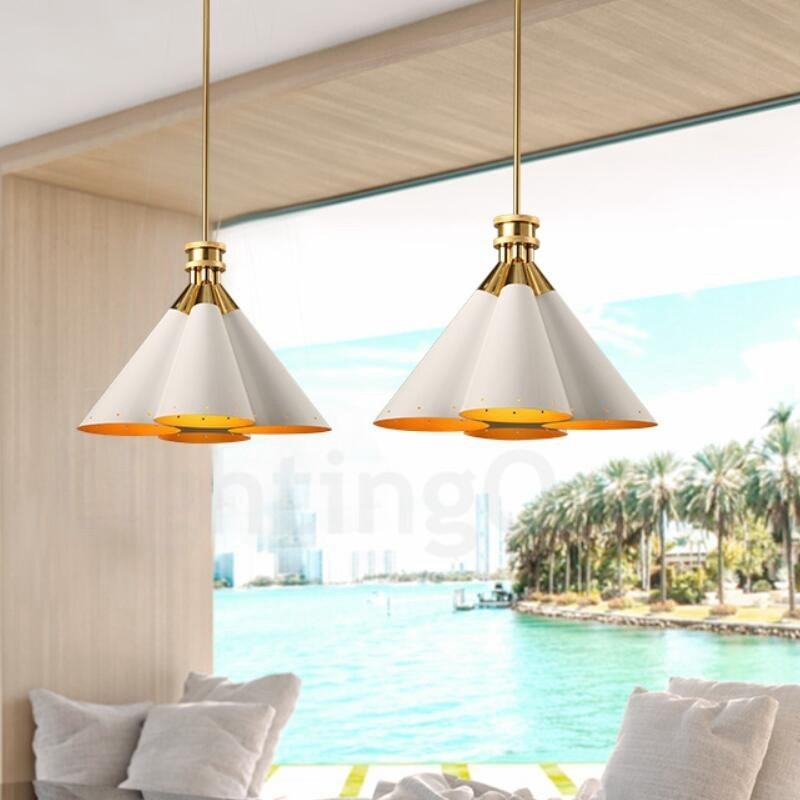 Lampă suspendată cu 4 lumini, retro, rustic, lux, din aliaj de aluminiu, cu abajur din aliaj de aluminiu
