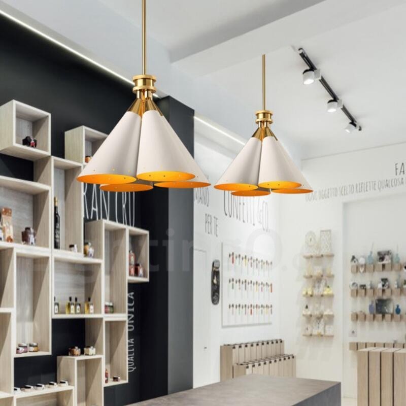 Lampă suspendată cu 4 lumini, retro, rustic, lux, din aliaj de aluminiu, cu abajur din aliaj de aluminiu